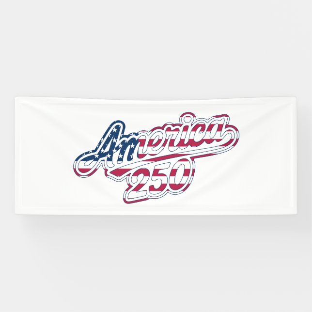 America 250 Flag Script Semiquincentennial Design  Banner (Horizontal)