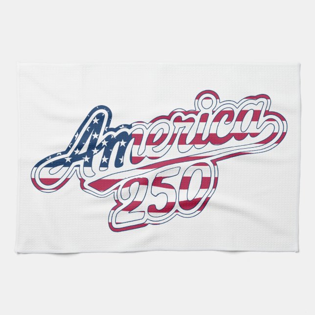 America 250 Flag Script Semiquincentennial Design Geschirrtuch (Horizontal)