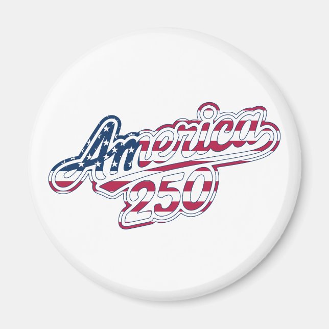 America 250 Flag Script Semiquincentennial Design Magnet (Vorne)