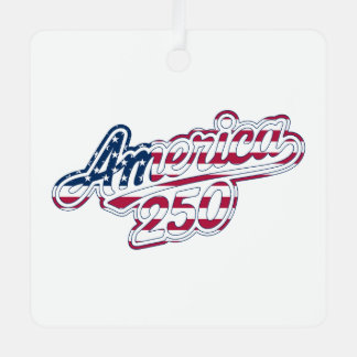 America 250 Flag Script Semiquincentennial Design Ornament Aus Metall