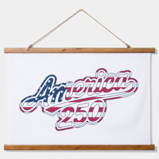 America 250 Flag Script Semiquincentennial Design Wandteppich Mit Holzrahmen