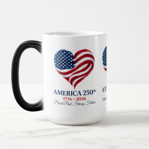 America 250 Flagge Herz 1776-2026 Farbwechsel-Tass Verwandlungstasse