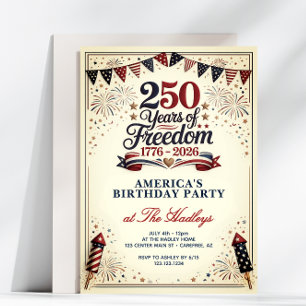 America 250 Freiheiten Geburtstag Vintage Einladung