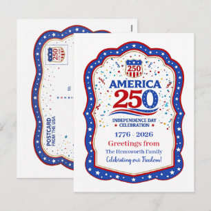 America 250-Jahr-Jubiläums-Personalisiert Commemor Feiertagspostkarte