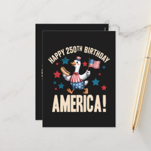 America 250. Jubiläum Dummer Patriotischer Gans Feiertagspostkarte
