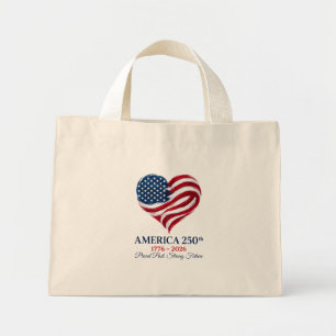 America 250. Jubiläums-Flagge-Herz-Tiny-Tasche Mini Stoffbeutel