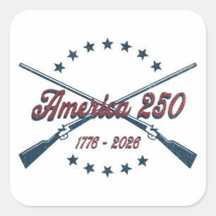 America 250 Kreuzförmig angeordnete Gewehre Patrio Quadratischer Aufkleber