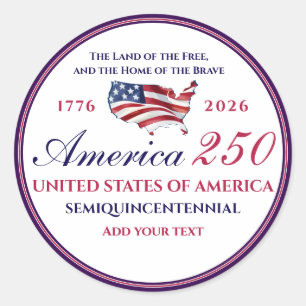 America 250 Land der Freien Heimat Tapfere Blaue P Runder Aufkleber