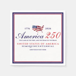 America 250 Land of Free Home Brave Blue Patriotic Serviette
