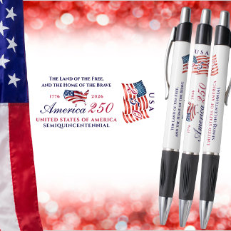 America 250 Land of Free Home Brave Red Patriotic Kugelschreiber