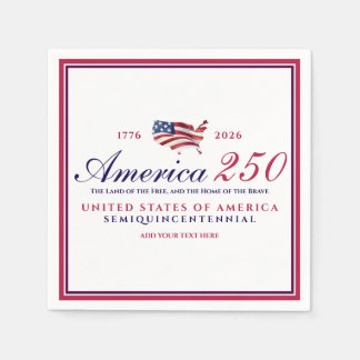 America 250 Land of Free Home Brave Red Patriotic Serviette