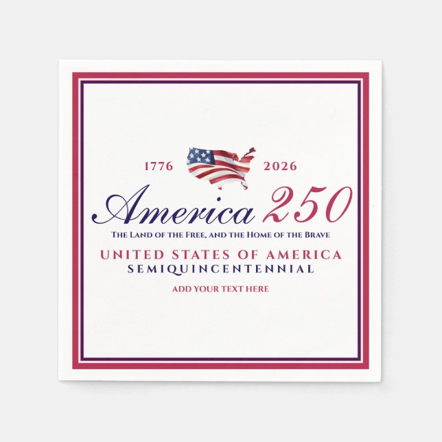 America 250 Land of Free Home Brave Red Patriotic Serviette (Vorderseite)