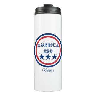 America 250 Logo - Patriotisches 4. Juli Thema Thermosbecher