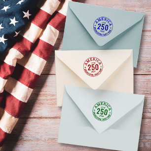 America 250 Round Family Organisation Business Gummistempel