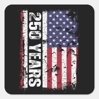  America 250 Years Retro Flag 250th Anniversary Quadratischer Aufkleber