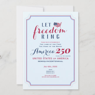America 250 Years USA Anniversary Let Freedom Ring Einladung