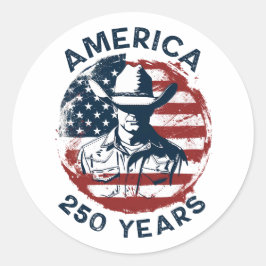 America 250th Anniversary Cowboy 1776-2026 Runder Aufkleber