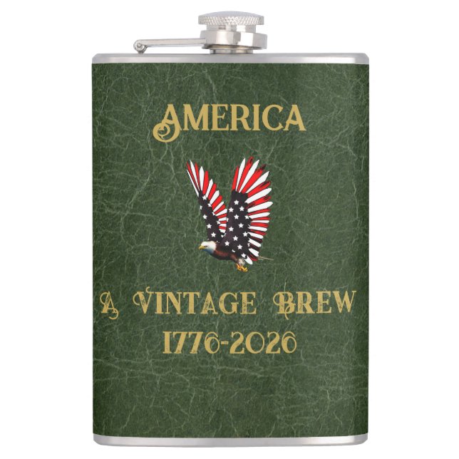 America a Vintage Brew Eagle 1775 - 2026  Flachmann (Vorderseite)