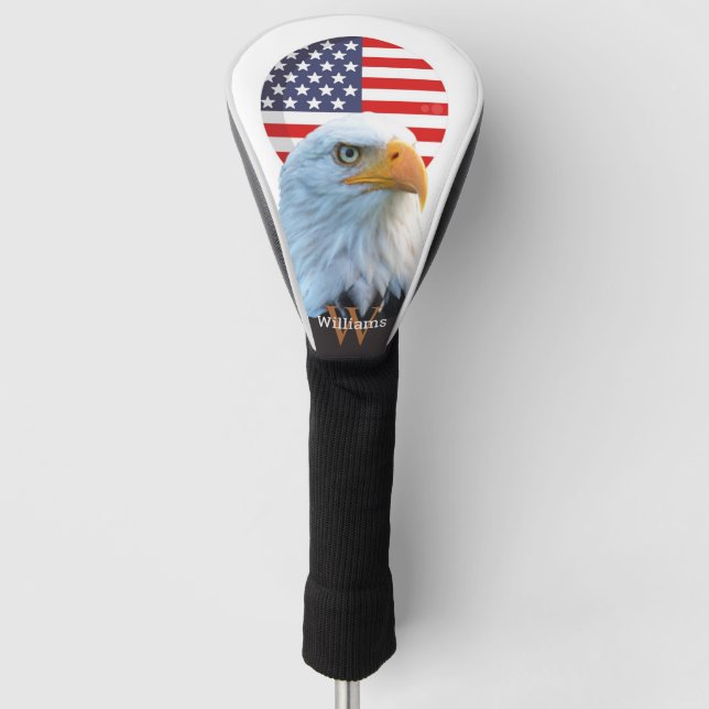 AMERICA BALD EAGLE YELLOW Monogramm Golf Headcover (Vorderseite)