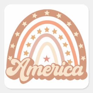 America Boho Rainbow 4. Juli Quadratischer Aufkleber
