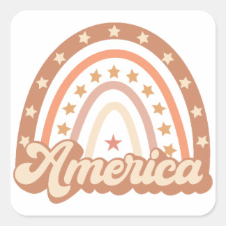 America Boho Rainbow 4. Juli Quadratischer Aufkleber