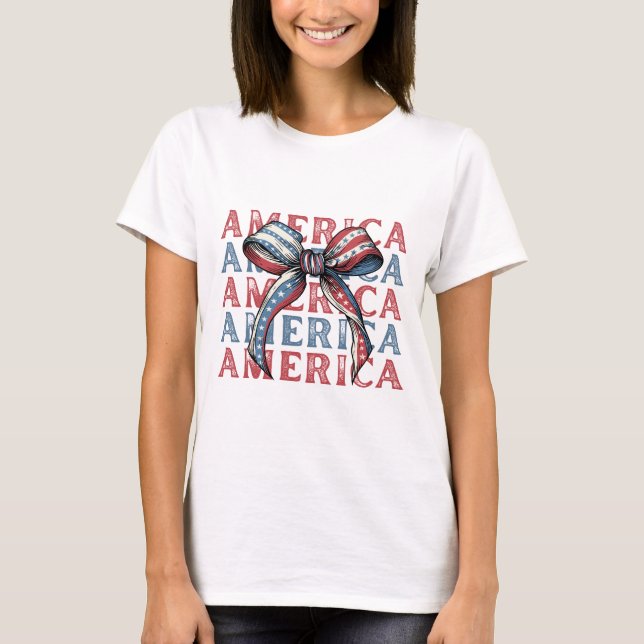 America Bow Shirt | Niedliches Patriotisches 4. Ju (Vorderseite)
