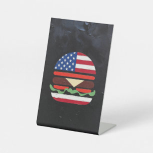 America Burger (Schwarze Malerei Nr. 4) Sockelschild