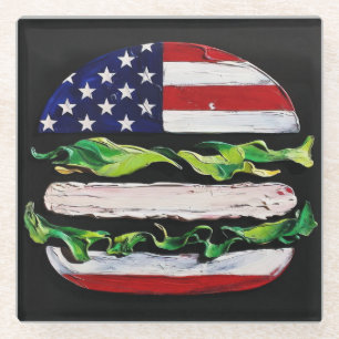 America Burger (Schwarze Malerei Nr. 5) Glasuntersetzer