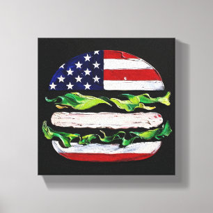 America Burger (Schwarze Malerei Nr. 5) Leinwanddruck