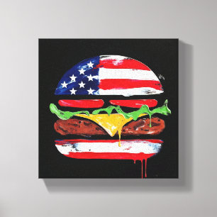 America Burger (Schwarze Malerei Nr. 6) Leinwanddruck