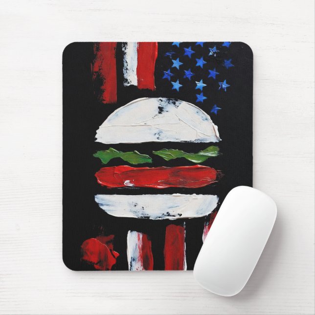 America Burger (Schwarze Malerei Nr. 7) Mousepad (Mit Mouse)