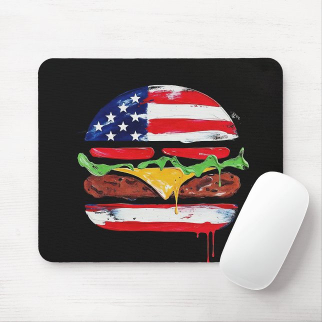 America Burger (Schwarzes Gemälde Nr. 6) Mousepad (Mit Mouse)