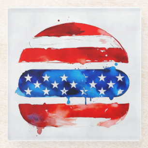America Burger (Weißes Gemälde Nr. 2) Glasuntersetzer