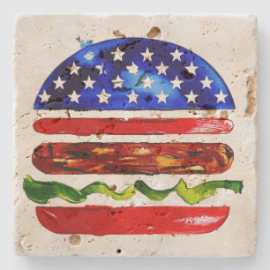 America Burger (Weißes Gemälde Nr. 5) Steinuntersetzer