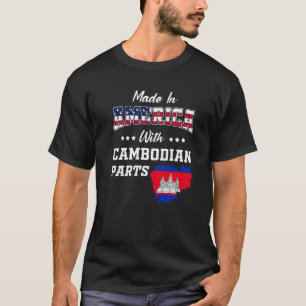 America Cambodian Parts Cambodia Map USA Flag Root T-Shirt