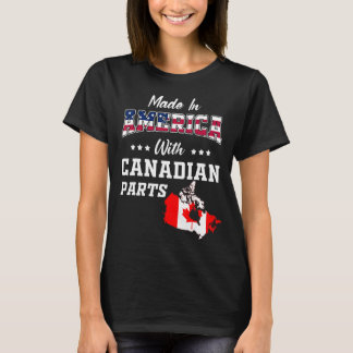America Canadian Parts Canada Map USA Flag Ancestr T-Shirt