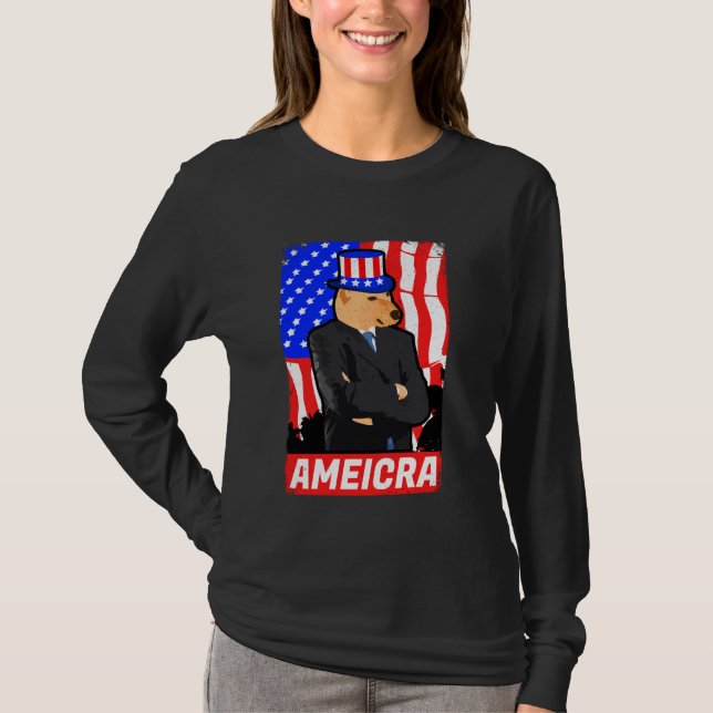 America Cheems Shiba Dog Dank Meme Funny 4. Juli T-Shirt (Vorderseite)