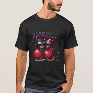 America Cherries Cherry Bow 4. Juli US-Flagge T-Shirt