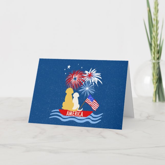 AMERICA Chiens 4 juillet Cartes vierges de nuit (Devant)
