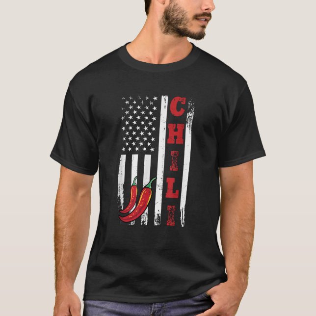 America Chili USA Flag scharfe Red Pepper 4. Juli T-Shirt (Vorderseite)