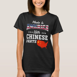 America Chinese Parts China Map USA Flag Herkunft T-Shirt