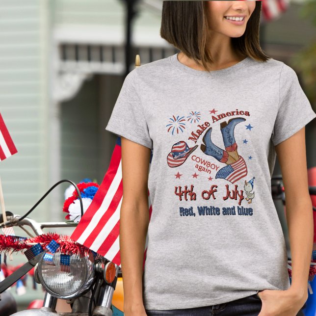 America Cowboy Wieder 4. Juli T - Shirt (Make America Cowboy Again 4th of July T-Shirt)