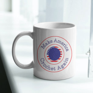 America Crochet Blue Yarn Funny Kaffeetasse