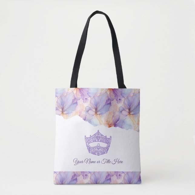 America Crown Ink Floral Tote Bag Tasche (Vorderseite)
