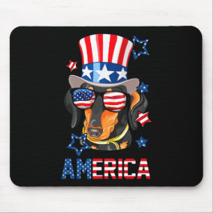 America Dog Dackel 4. Juli T-Shirt Mousepad