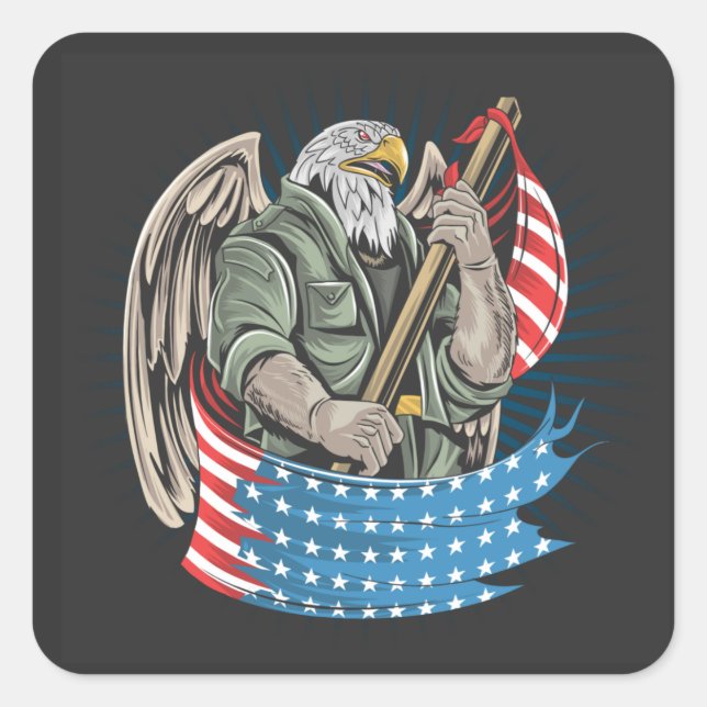 America Eagle Quadratischer Aufkleber (Vorderseite)