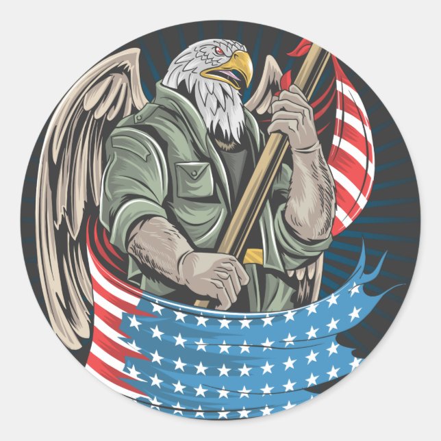 America Eagle Runder Aufkleber (Vorderseite)