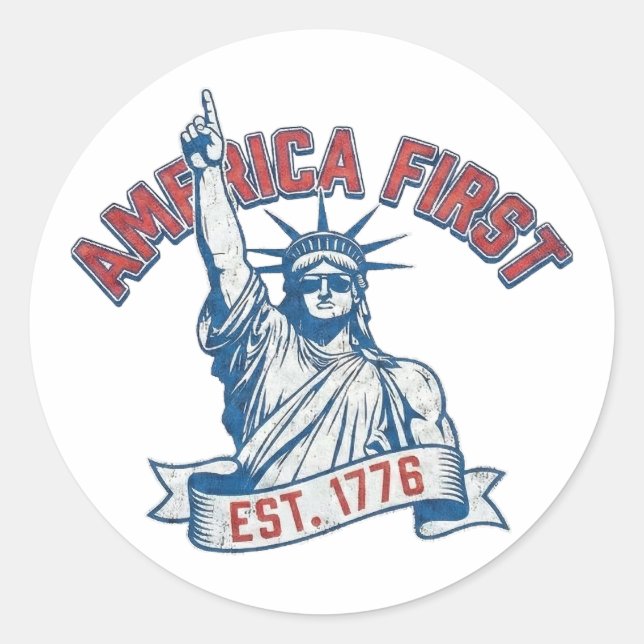 AMERICA FIRST - Est. 1776 Runder Aufkleber (Vorderseite)