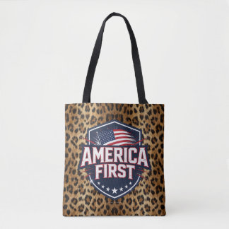 America First - Leopardenprint - Tragetasche Tasche