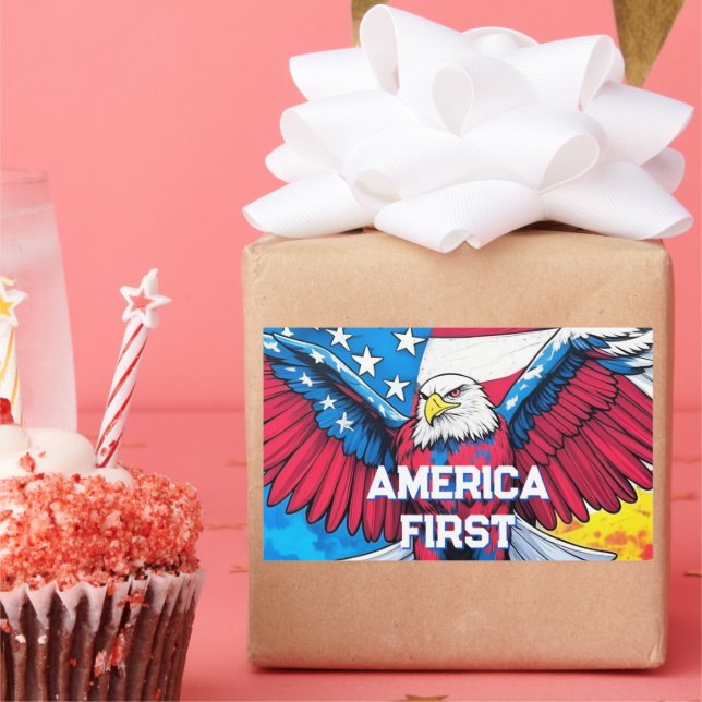America First Patriotic Eagle Rechteckiger Aufkleber (Party)